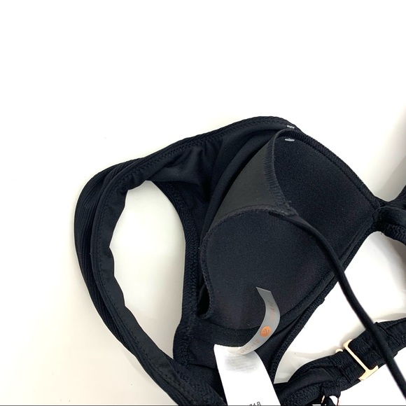 Shade & Shore Plunging Black Textured Bikini With Adjustable Straps New Nwot 34B - Picture 8 of 14